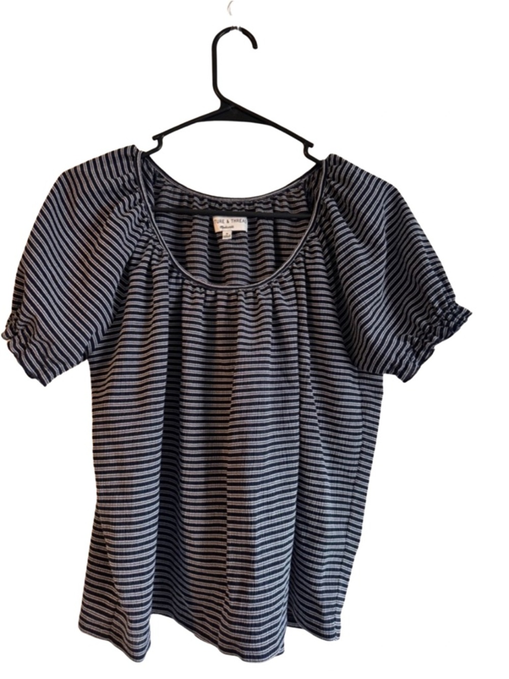 Madewell Navy and White Striped Short Sleeve Top Size M